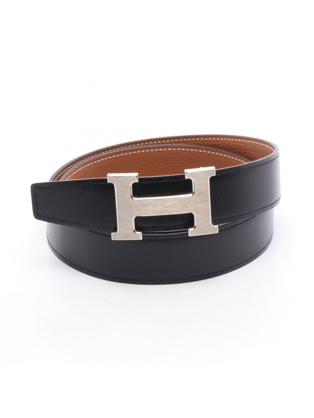 Hermes Belt Constance H Noir Gold Reversible Calfskin